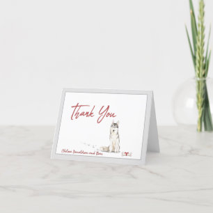 Siberian Husky Dog Personalised Bone Ribbon   Thank You Card