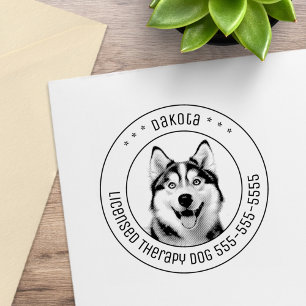 Siberian Husky Dog Pet Photo Round Rubber Stamp