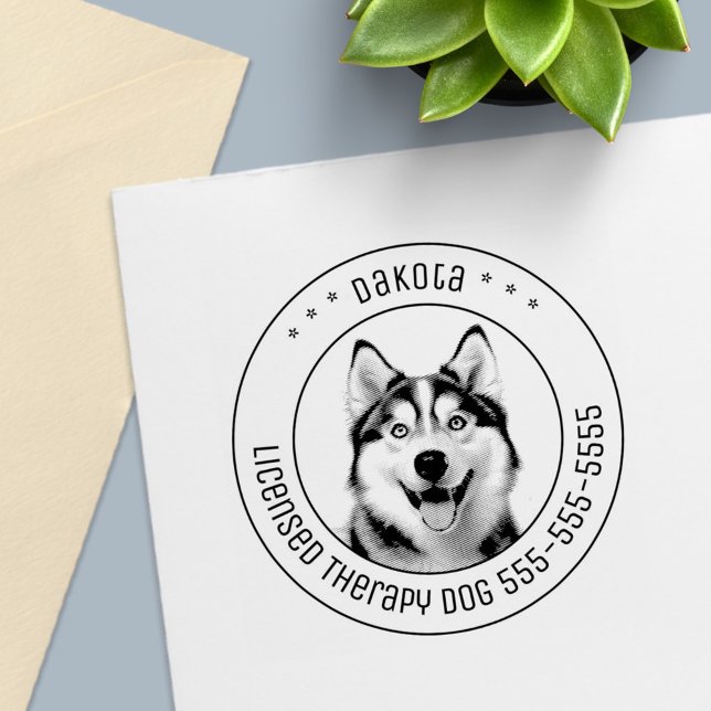 Siberian Husky Dog Pet Photo Round Self-inking Stamp (Creator Uploaded)