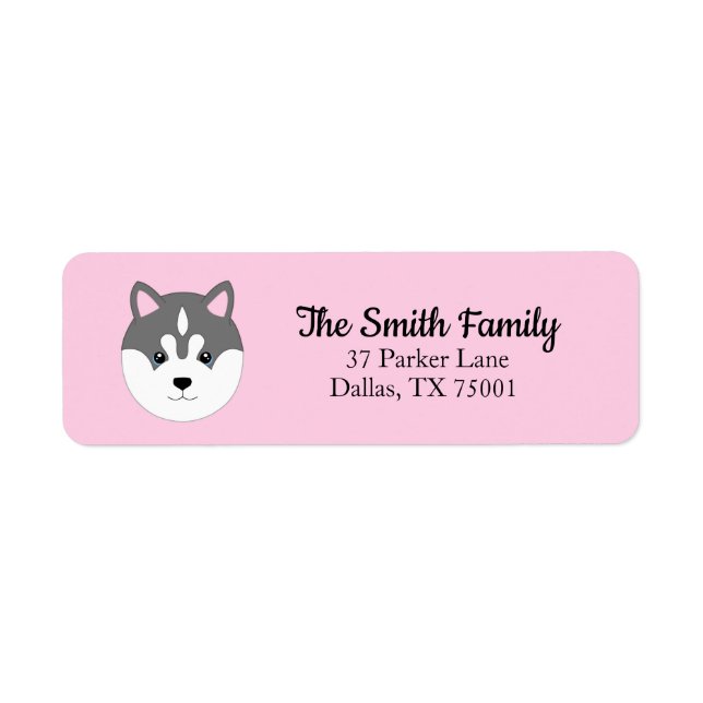 Siberian Husky Dog Pink Return Address Labels (Front)