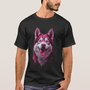 Siberian Husky Dog Pink T-Shirt