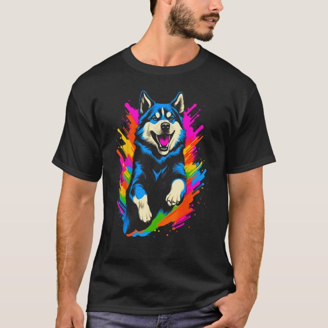 Siberian Husky Dog Pop Art T-Shirt (Front)