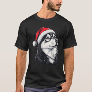 Siberian Husky Dog Santa Hat Christmas Xmas for M T-Shirt