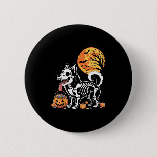 Siberian Husky Dog Skeleton Y Pumpkin Moon Hallowe 6 Cm Round Badge