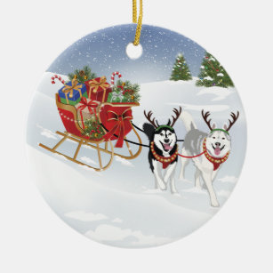 Dog sled christmas ornament Clearance