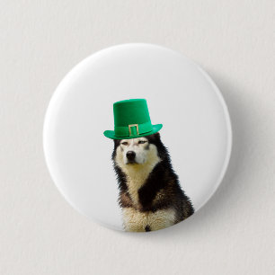 Siberian Husky Dog St. Patrick's day 6 Cm Round Badge