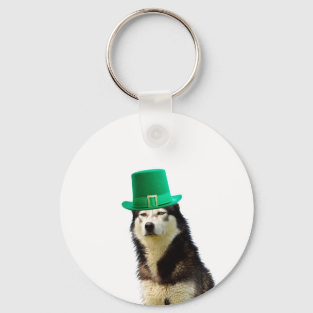 Siberian Husky Dog St. Patrick's day Key Ring (Front)