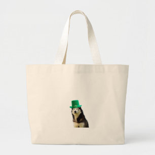 Siberian Husky Dog St. Patrick's day Large Tote Bag