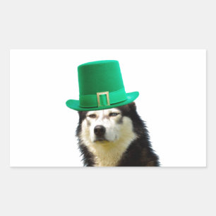 Siberian Husky Dog St. Patrick's day Rectangular Sticker