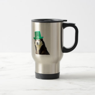 Siberian Husky Dog St. Patrick's day Travel Mug