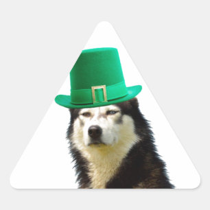 Siberian Husky Dog St. Patrick's day Triangle Sticker