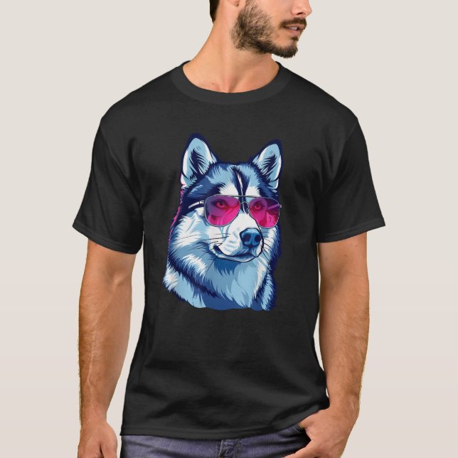 Siberian Husky Dog Sunglasses  T-Shirt (Front)