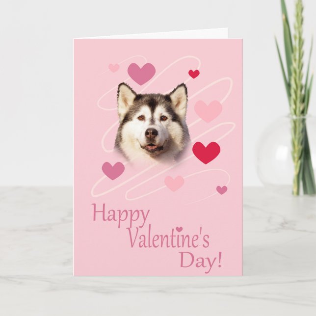 Siberian Husky Dog Valentine's Day Greeting Card (Front)