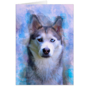 Siberian Husky Dog Water Colour Art Painting