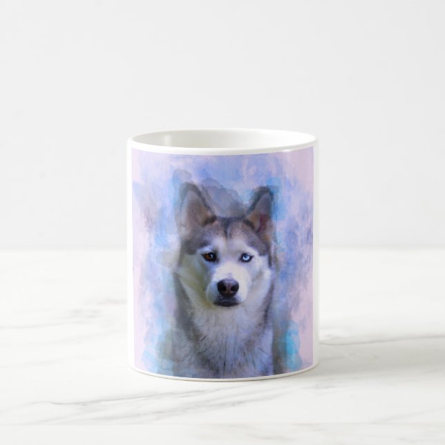 Siberian Husky Dog Water Colour Art Painting Coffee Mug (Center)
