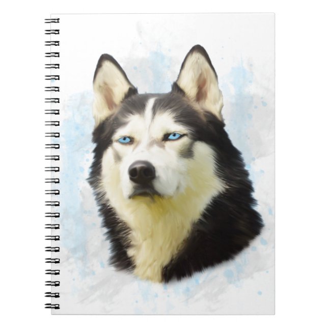 Siberian Husky Dog Water Colour Art Painting Notebook (Front)