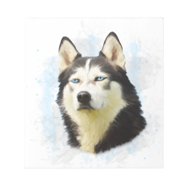 Siberian Husky Dog Water Colour Art Painting Notepad (Front)