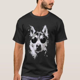 Siberian Husky Dog Wearing Shades Splash Art Grung T-Shirt