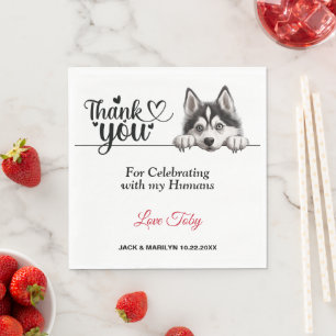 Siberian Husky Dog Wedding Thank You Napkin