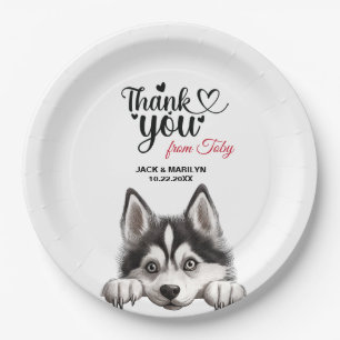 Siberian Husky Dog Wedding Thank You Paper Plate