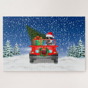 Siberian Husky dog with Christmas gifts Jigsaw Puzzle