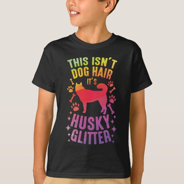 Siberian Husky Dog Wolf Funny huskies Dog Hair T-Shirt (Front)