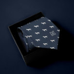 Siberian Husky Dogs Pattern Monogrammed Tie<br><div class="desc">Add a dash of canine charm to your wardrobe with our Siberian Husky Dogs Pattern Monogrammed Neck Tie! Personalise it with your initials for a touch of uniqueness. Perfect for dog lovers and formal occasions alike! Fun Siberian Husky dogs pattern on a classic navy blue background. Personalise with a monogram...</div>