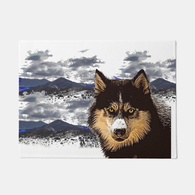 Siberian Husky Door Mat (Front)