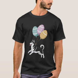 Siberian Husky Easter Bunny Eggs Hunting Funny Dog T-Shirt