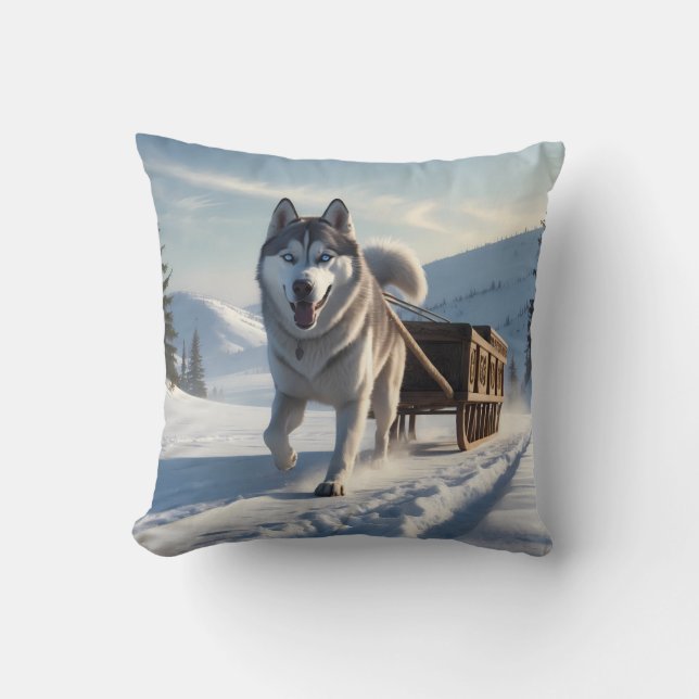 Siberian Husky Elegant Throw Pillow (Front)