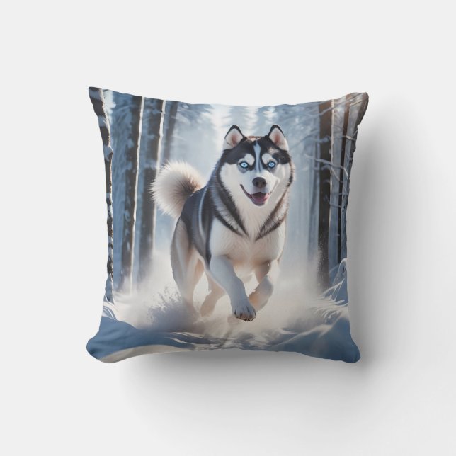 Siberian Husky Elegant Throw Pillow (Front)