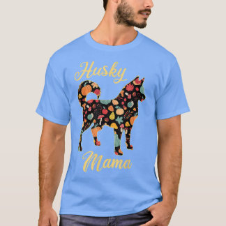 Siberian Husky Fall Pattern Pumpkin Autumn Leaves  T-Shirt