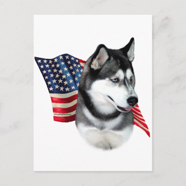 Siberian Husky Flag Postcard (Front)