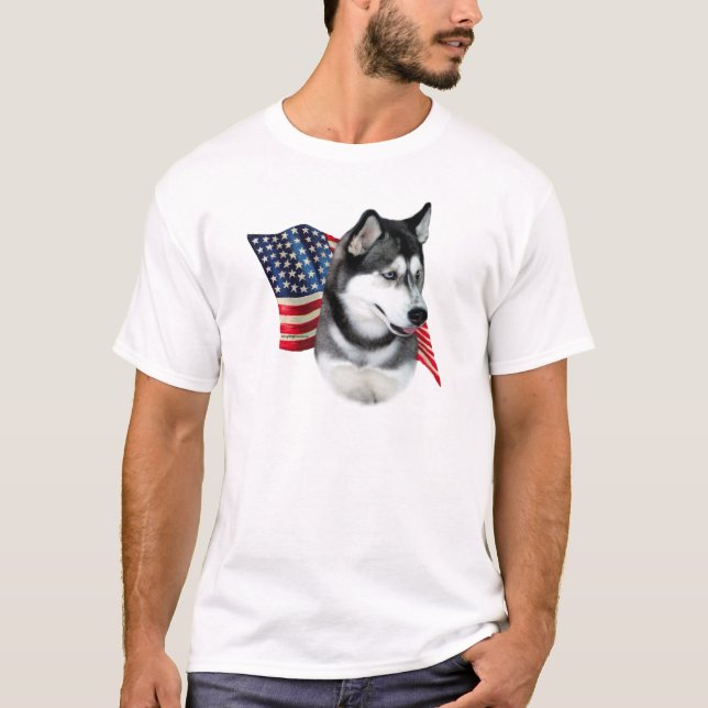 Siberian Husky Flag T-Shirt (Front)