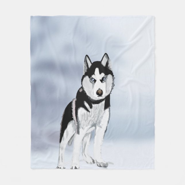 Siberian Husky Fleece Blanket (Front)