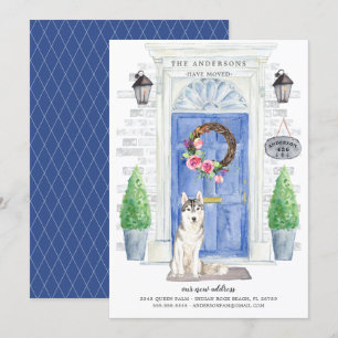 Siberian Husky Front Door Moving Announcement