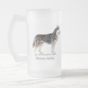 Siberian Husky! Frosted Glass Beer Mug