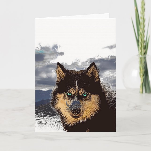 Siberian Husky Greeting Card (Front)