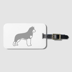 siberian husky grey and white silo luggage tag