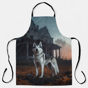 Siberian Husky Halloween Scary  Apron