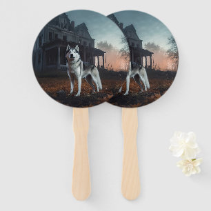 Siberian Husky Halloween Scary  Hand Fan