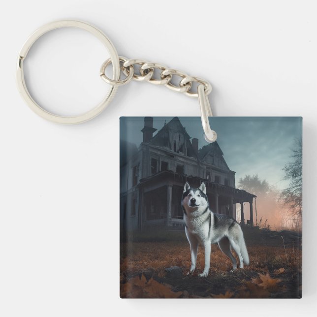 Siberian Husky Halloween Scary  Key Ring (Front)