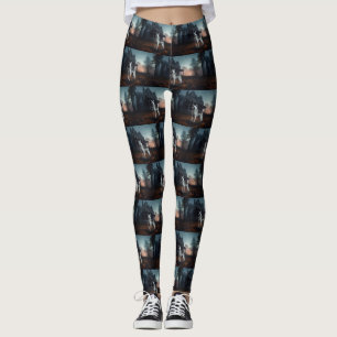 Siberian Husky Halloween Scary Leggings