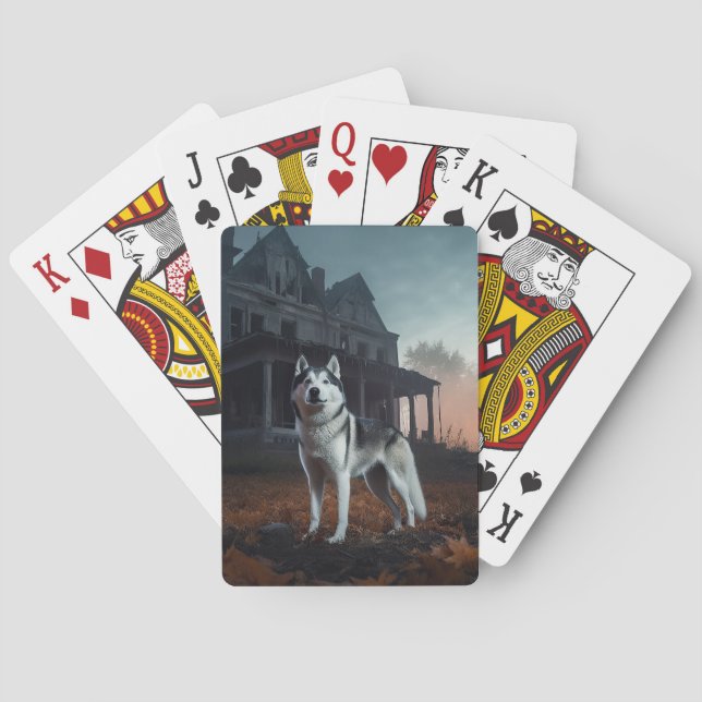 Siberian Husky Halloween Scary  Playing Cards (Back)