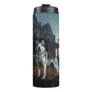 Siberian Husky Halloween Scary  Thermal Tumbler