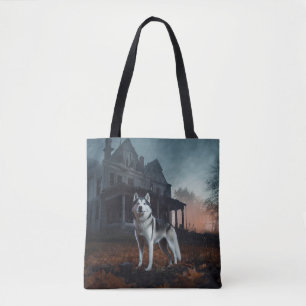 Siberian Husky Halloween Scary  Tote Bag