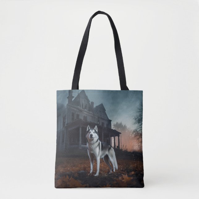 Siberian Husky Halloween Scary  Tote Bag (Front)