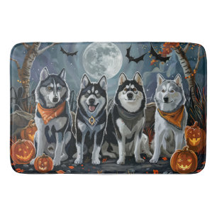 Siberian Husky Halloween Spooky  Bath Mat
