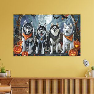 Siberian Husky Halloween Spooky  Canvas Print