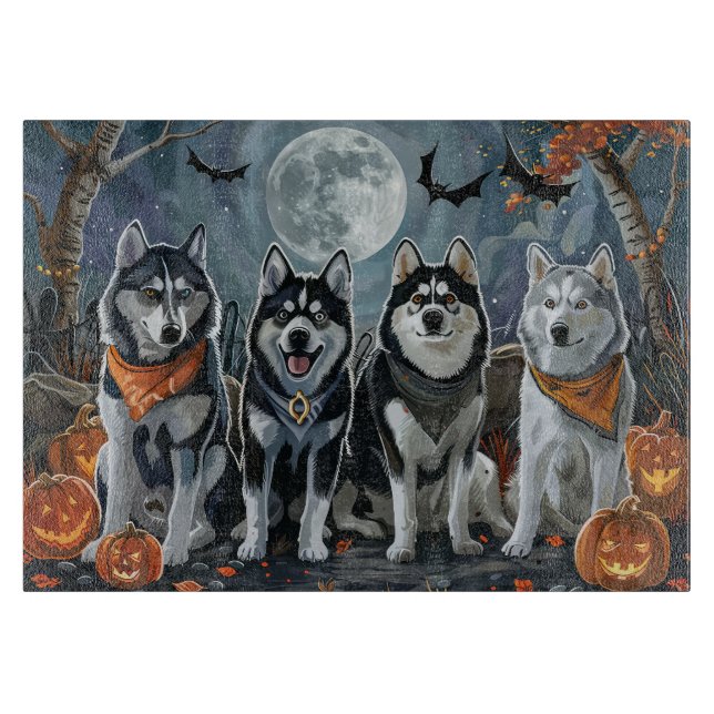 Siberian Husky Halloween Spooky  Cutting Board (Front)
